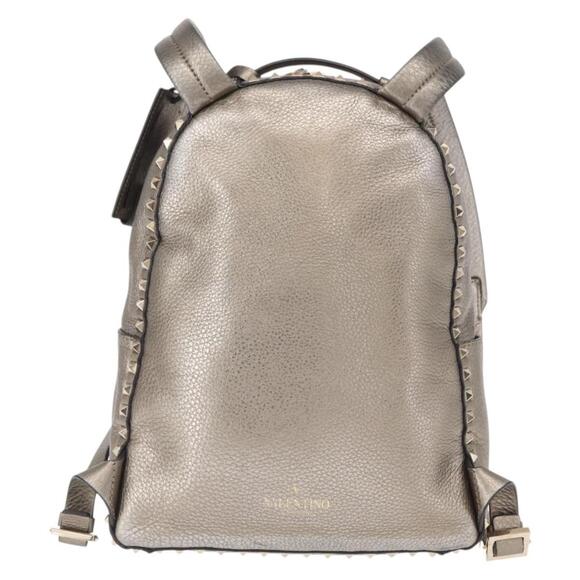 VALENTINO Rock Studs Backpack Leather Silver Gold Auth BA9400 main image 13